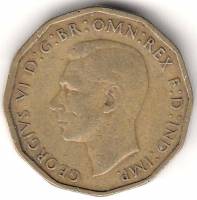 (1945) Монета Великобритания 1945 год 3 пенса "Георг VI"  Латунь  VF