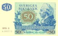 (,) Банкнота Швеция 1978 год 50 крон "Густав III"   UNC