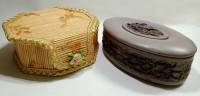 Набор шкатулок 2 шт бамбук кожа натуральный камень (сост.на фото)