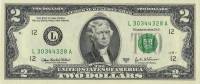 (2003L) Банкнота США 2003 год 2 доллара "Томас Джефферсон"   UNC