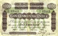 (№1894P-A19g) Банкнота Индия 1894 год "1,000 Rupees" (Подписи: Cox)