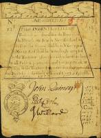 (№1713P-S1109) Банкнота США 1713 год "12 Pence "Массачусетские пенни"
