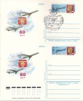 1982-106 Почтовая карточка СССР КБ им. А.Н. Туполева 60 лет   2 шт ,  С гашением и без