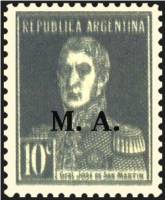 (№1925-290) Марка из набора Аргентина 1925 год "Joseacute Франциско ovpt де Martiacuten Сан 17781850