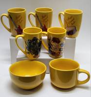 Чашки кружки чайные 5 шт бульонница супница яркие желтые для музыкантов