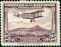 (№1930-448) Марка Сальвадор 1930 год "Биплан", Гашеная