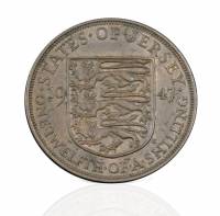(1947) Монета Остров Джерси 1947 год 1/12 шиллинга "Георг VI"  Медь  XF