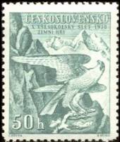 (1938-82) Марка Чехословакия "Сапсан (Зеленая)"    10-е Зимние игры "Сокол", Татры II Θ