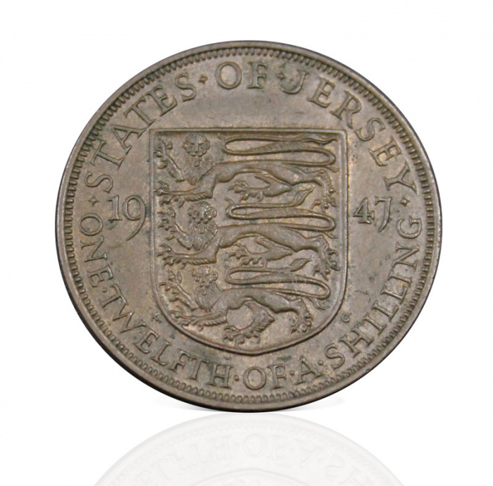 (1947) Монета Остров Джерси 1947 год 1/12 шиллинга &quot;Георг VI&quot;  Медь  XF
