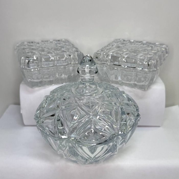 Шкатулки хрустальные для украшений СССР 3 штуки