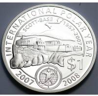 (№2007km297) Монета Новая Зеландия 2007 год 1 Dollar (50-летие Скотт)