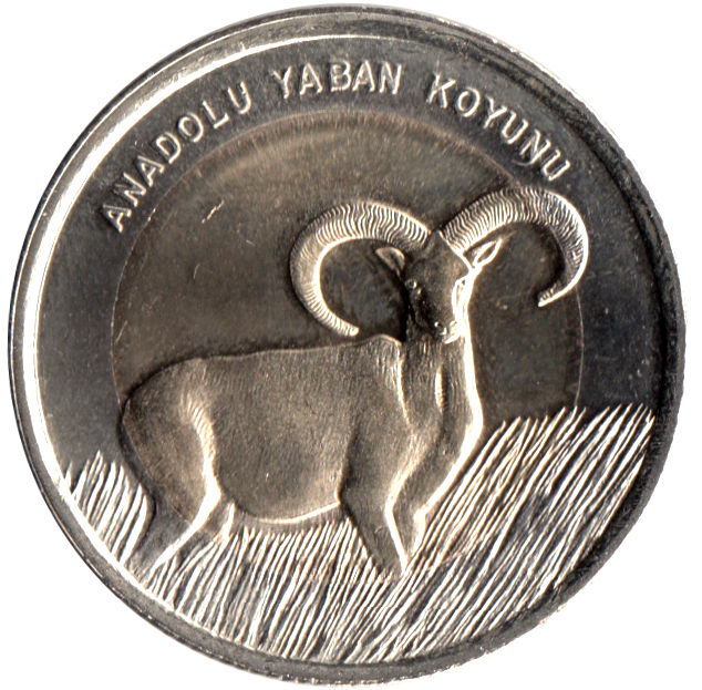 2015 Монета Турция 2015 год 1 лира Баран  Биметалл  UNC