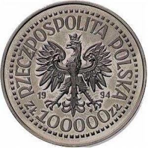 () Монета Польша 1994 год 100000  &quot;&quot;    AU