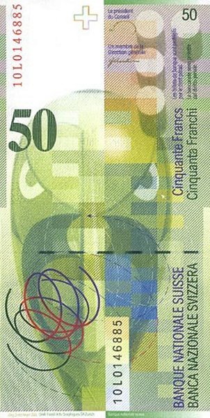 (,) Банкнота Швейцария 2010 год 50 франков &quot;Софи Тойбер-Арп&quot;   UNC