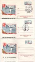 1977-035 Конверт ХМК с ОМ СССР Радиотелевизионная башня в Останкино 10 лет   3 шт ,  Разн виды гашен