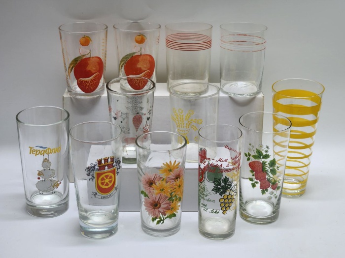 Стаканы 12 штук стекло с рисунком