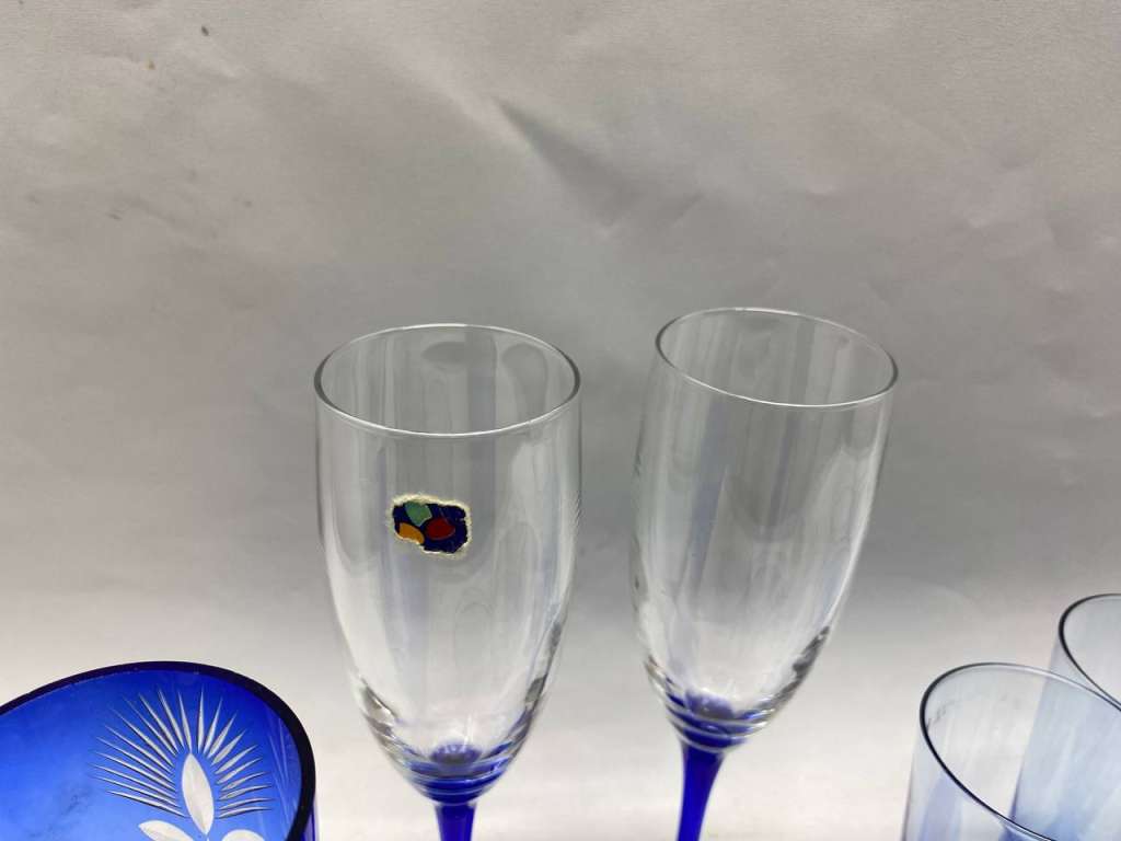 Фужеры Бокалы стаканы цветное стекло, синий, голубой цвет