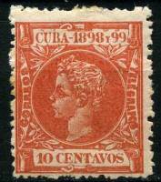 (№124) Марка Куба 1898 год "Король Альфонсо XIII", Негашеная