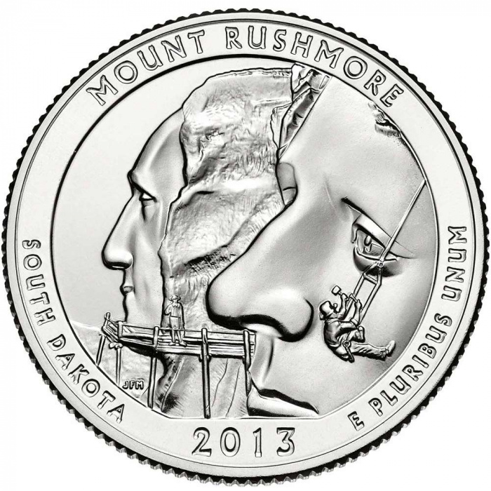 (020s) Монета США 2013 год 25 центов &quot;Гора Рашмор&quot;  Медь-Никель  UNC