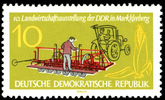 (1962-028) Марка Германия (ГДР) &quot;Сеялка&quot;    Сельскохозяйственная выставка III O