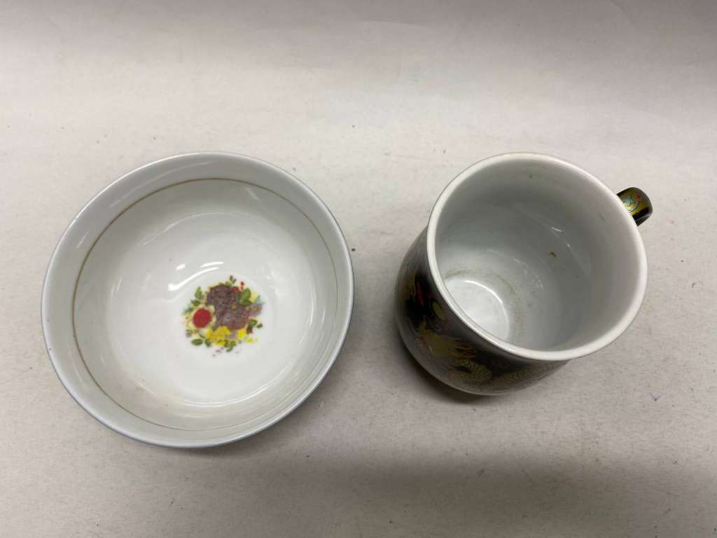 Чашка и пиала фарфор с рисунком