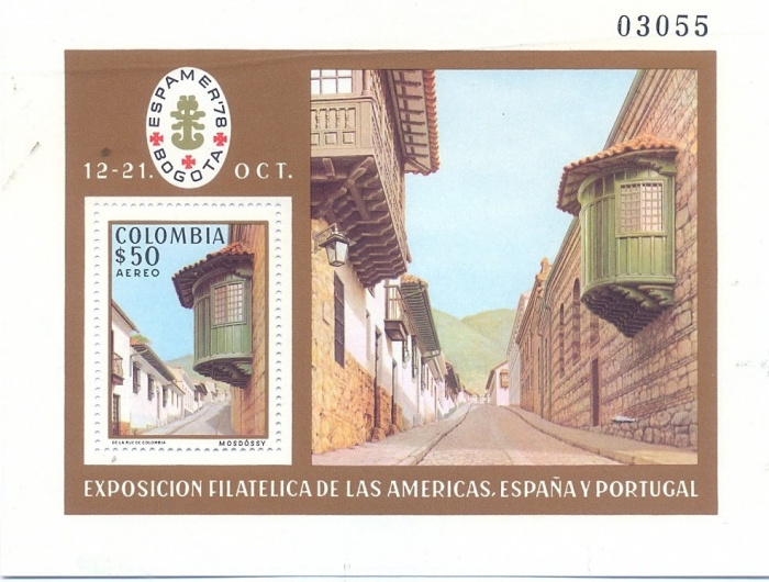 (№1978-37) Блок марок Колумбия 1978 год &quot;Эль Камарин-дель-Кармен-Богота&quot;, Гашеный