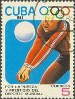 (1984-055) Марка Куба "Волейбол"    Летние ОИ 1984, Лос-Анджелес III Θ