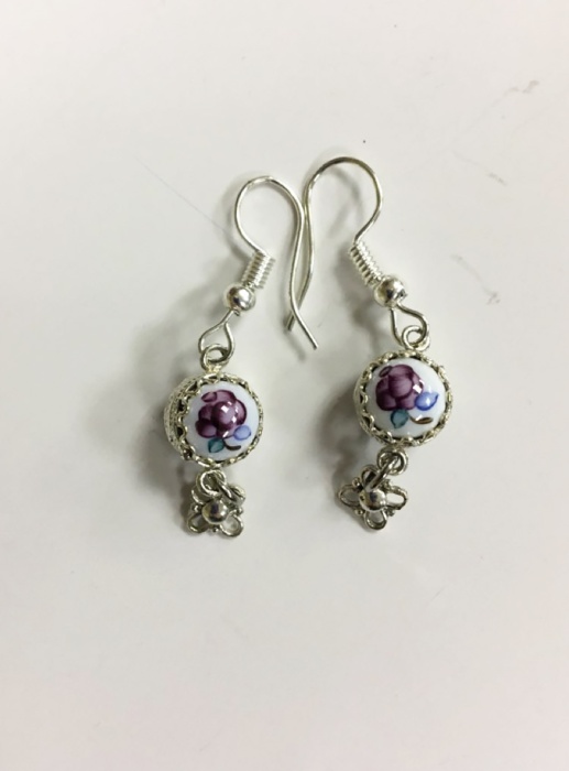 Серьги &quot;Финифть&quot;, серебрение (сост. на фото)