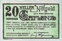 (№1920) Банкнота Австрия 1920 год "20 Heller"