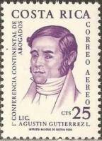 (№1961-586) Марка Коста-Рика 1961 год "Агустин Гутьеррес Л", Гашеная