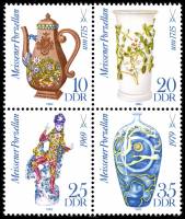 (1982-001) Лист (4 м 2х2) Германия (ГДР) "Фарфор"    Мейсенский фарфор III Θ