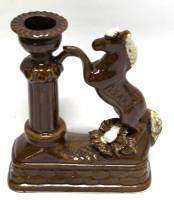 Подсвечник "Конь на дыбах", фаянс, 17*15 см.. СССР (сост. на фото)