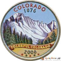 (038p) Монета США 2006 год 25 центов "Колорадо"  Вариант №1 Медь-Никель  COLOR. Цветная
