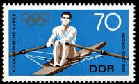 (1968-077) Марка Германия (ГДР) "Гребля "    XIX Летняя Олимпиада Мексика 1968 II Θ