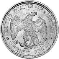 (1876) Монета США 1876 год 20 центов   Серебро Ag 900  VF