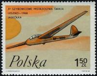 (1968-029) Марка Польша "Тип 'Ласточка'"   11-й Чемпионат мира планеристов III Θ