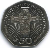 (2003) Монета Остров Мэн 2003 год 50 пенсов "Христианство"  Медно-никель, покрытый серебром  XF