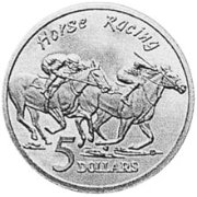 (,) Монета Австралия 1996 год 5 долларов   Биметалл (Серебро - Ниобиум)  UNC