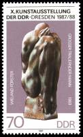 (1987-077) Марка Германия (ГДР) "Скорбящий человек"    Художественная выставка, ГДР III O