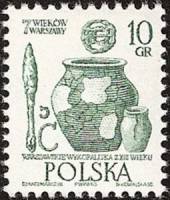 (1965-038) Марка Польша "Археологические находки" , III O