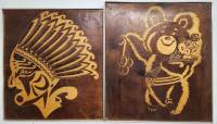 Панно деревянное 2 шт Олимпийский мишка Индеец СССР 36 х 40 см