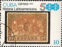 (1987-061) Марка Куба "Марка Испании 529"    История Латинской Америки III Θ
