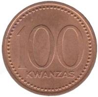 1991 Монета Ангола 100 кванза Независимость 15 лет  Без даты Медь  XF
