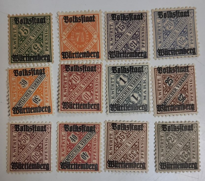 (--) Набор марок Вюртемберг &quot;12 шт.&quot;  Негашеные  , III O
