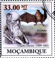 (№2009-3437) Марка Мозамбик 2009 год "200-летию Чарльза Дарвина 18091882", Гашеная