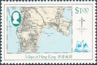 (№1984-428) Марка Гонконг 1984 год &quot;Карты Гонконга&quot;, Гашеная