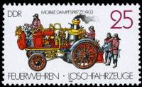 (1987-049) Марка Германия (ГДР) "Паровая машина (1903)"    Пожарные машины III O