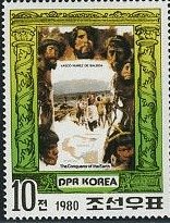(1980-017) Марка Северная Корея "Васко Нуньес де Бальбоа"   Завоеватели и исследователи III &Theta;
