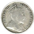 (№1902km21) Монета Стрейтс Сетлментс 1902 год 10 Cents (800/1000 серебро)