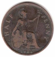 (1926) Монета Великобритания 1926 год 1/2 пенни "Георг V"  Медь  VF
